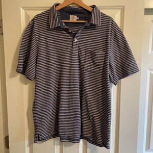 Faherty Men's Indigo Dyed Striped Pocket Polo Shirt